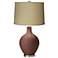 Rugged Brown Herbal Linen Shade Ovo Table Lamp