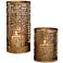 Ruhi Antique Gold Hurricane Candle Holders Set of 2