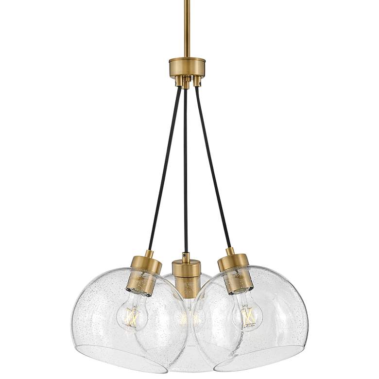 Image 1 Rumi 18" Wide Lacquered Brass 3-Light Pendant w/ Clear Glass