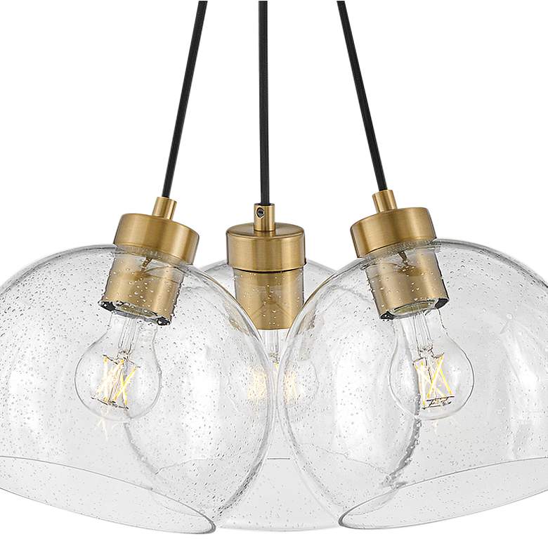 Image 2 Rumi 18" Wide Lacquered Brass 3-Light Pendant w/ Clear Glass more views