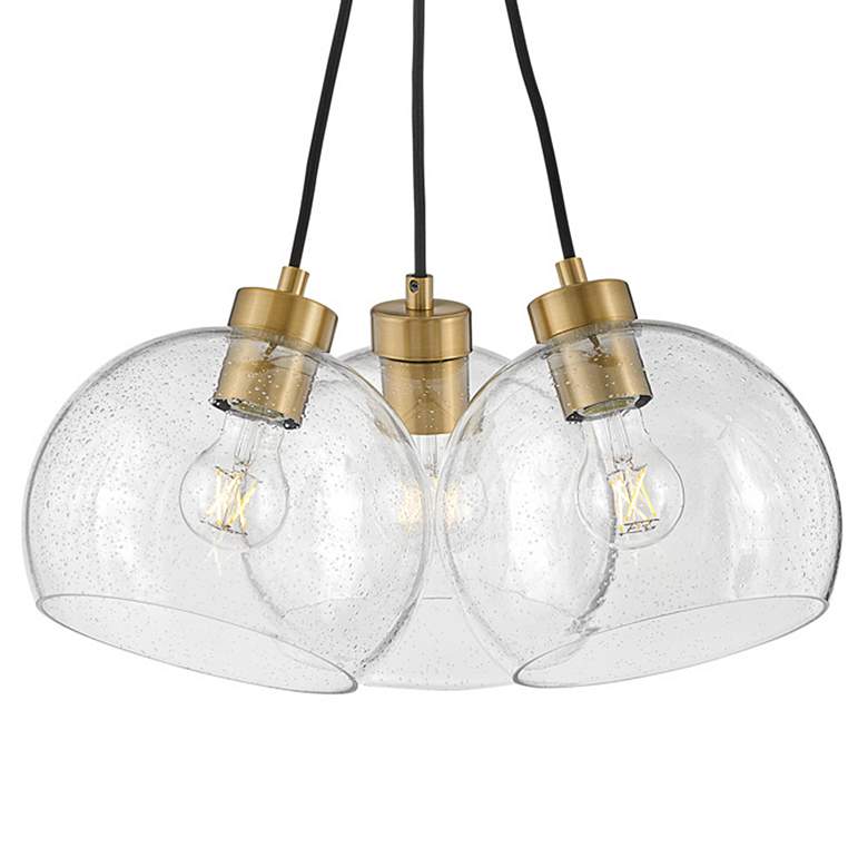 Image 4 Rumi 18" Wide Lacquered Brass 3-Light Pendant w/ Clear Glass more views