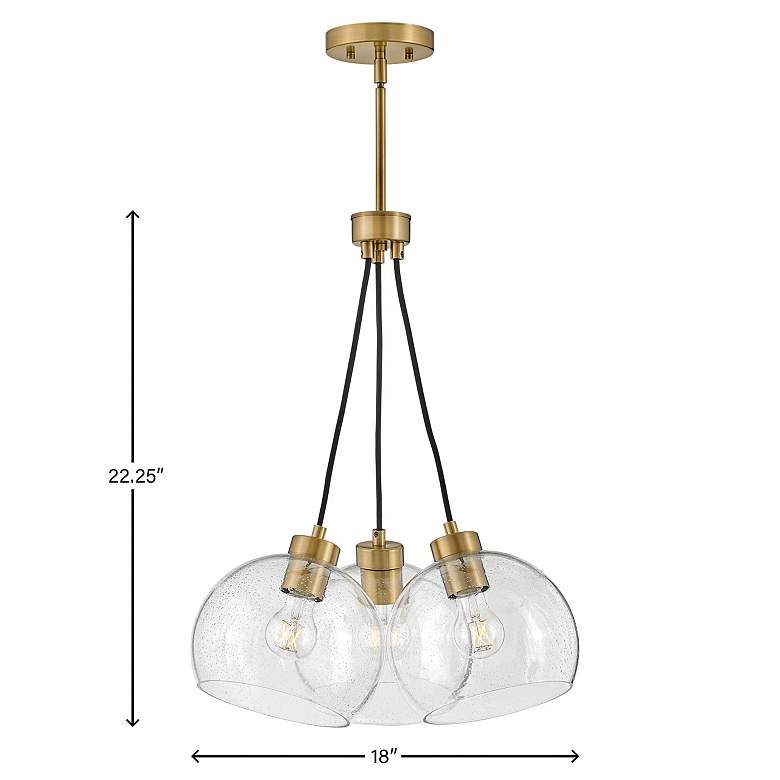 Image 7 Rumi 18" Wide Lacquered Brass 3-Light Pendant w/ Clear Glass more views