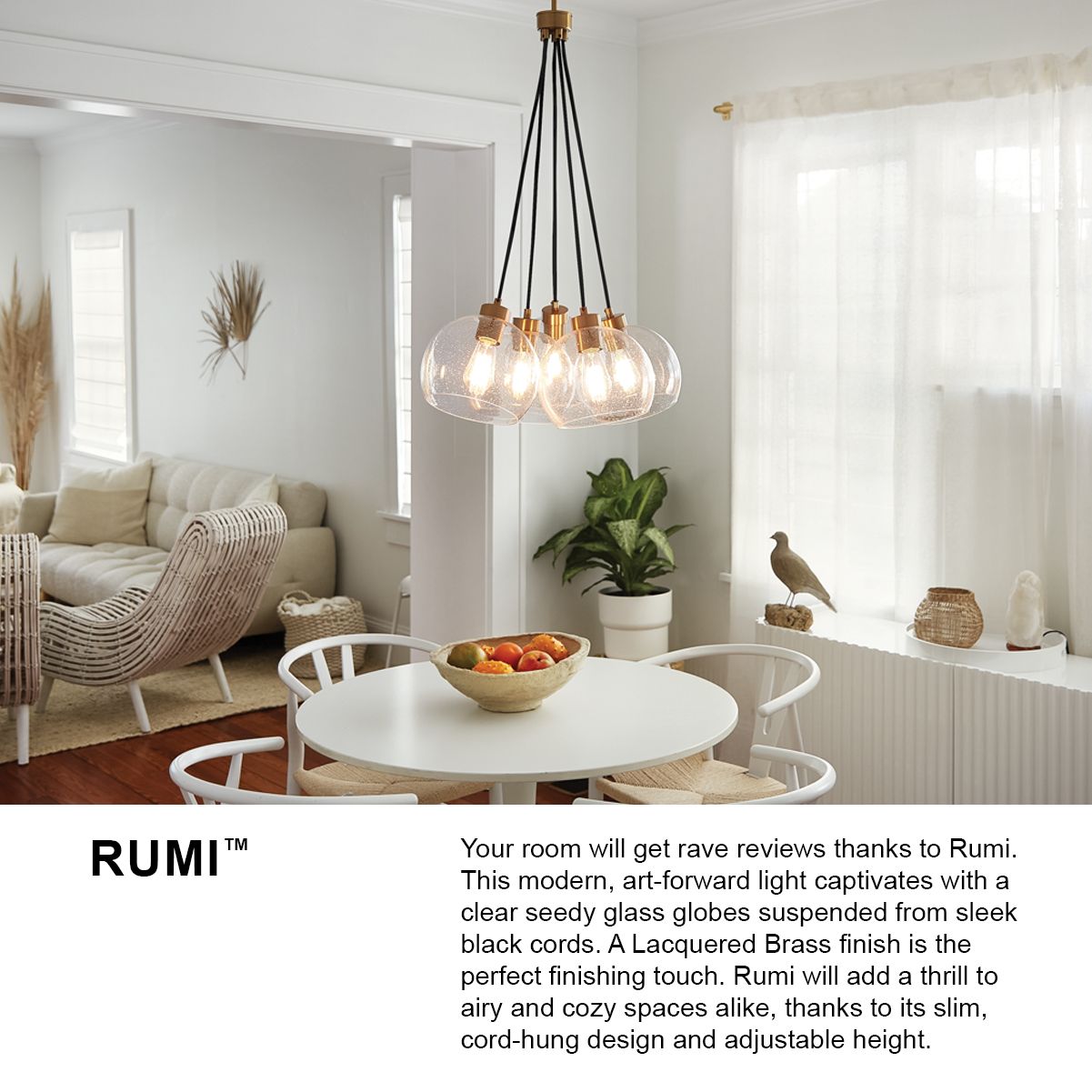 Rumi 40" Wide Lacquered Brass Multi-Light Linear Pendant