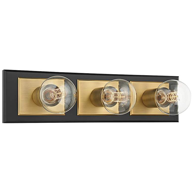 Image 1 Runyan 17 3/4"W Soft Black Patina Brass 3-Light Bath Light