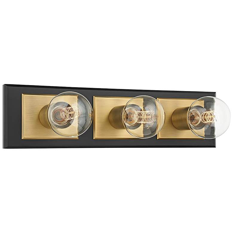 Image 1 Runyan 17 3/4 inchW Soft Black Patina Brass 3-Light Bath Light