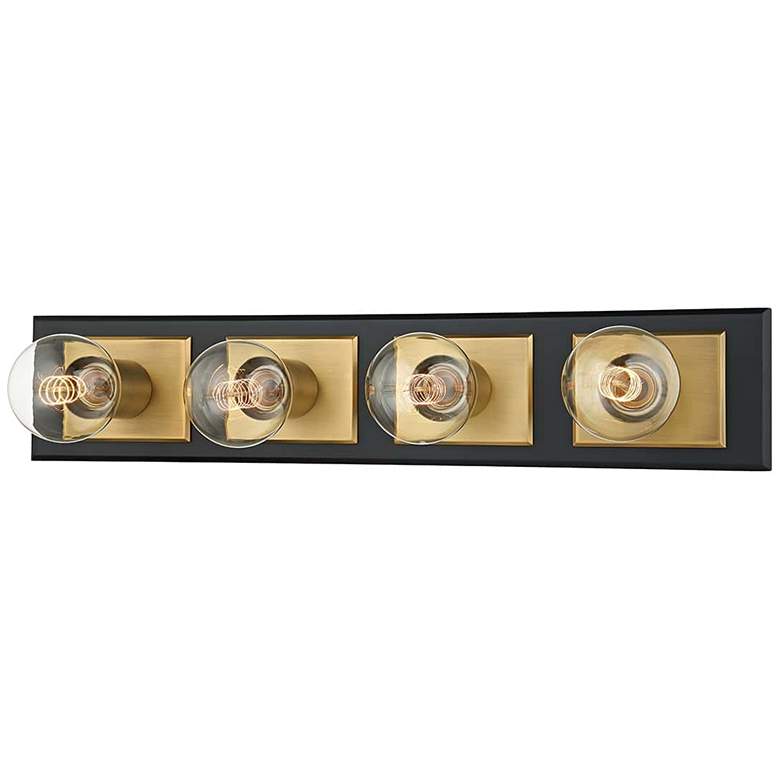 Image 1 Runyan 23 1/4"W Soft Black Patina Brass 4-Light Bath Light