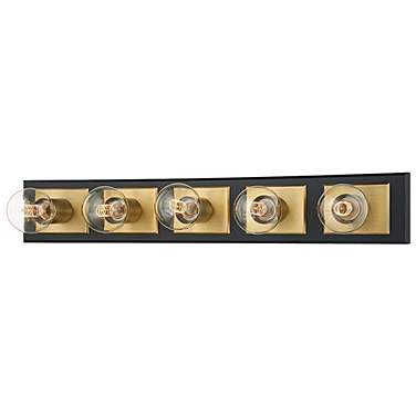 Runyan 28 3/4"W Soft Black Patina Brass 5-Light Bath Light