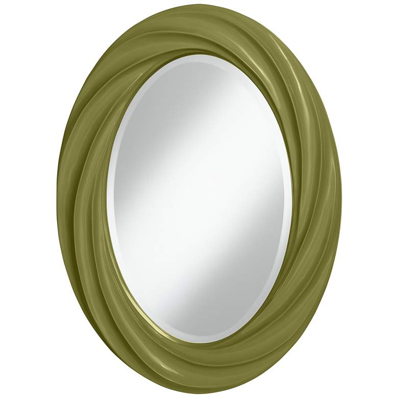 Image 1 Rural Green 30 inch High Oval Twist Wall Mirror