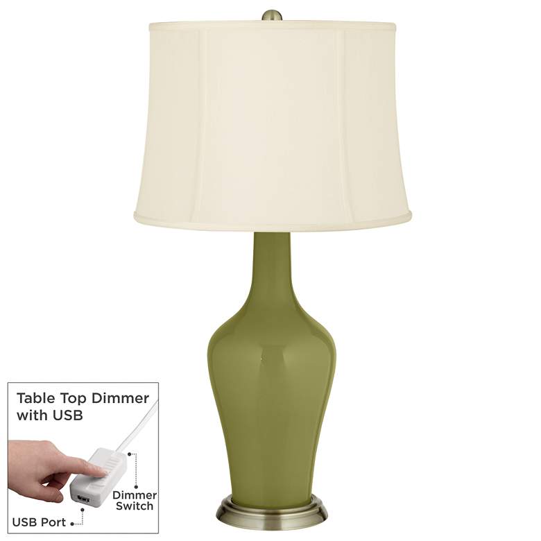 Image 1 Rural Green Anya Table Lamp with Dimmer