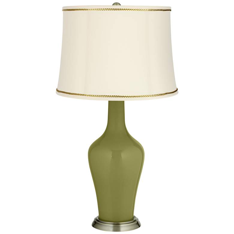 Image 1 Rural Green Anya Table Lamp with President&#39;s Braid Trim