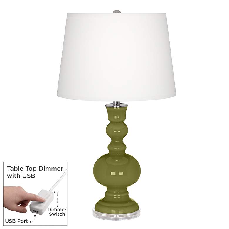Image 1 Rural Green Apothecary Table Lamp with Dimmer