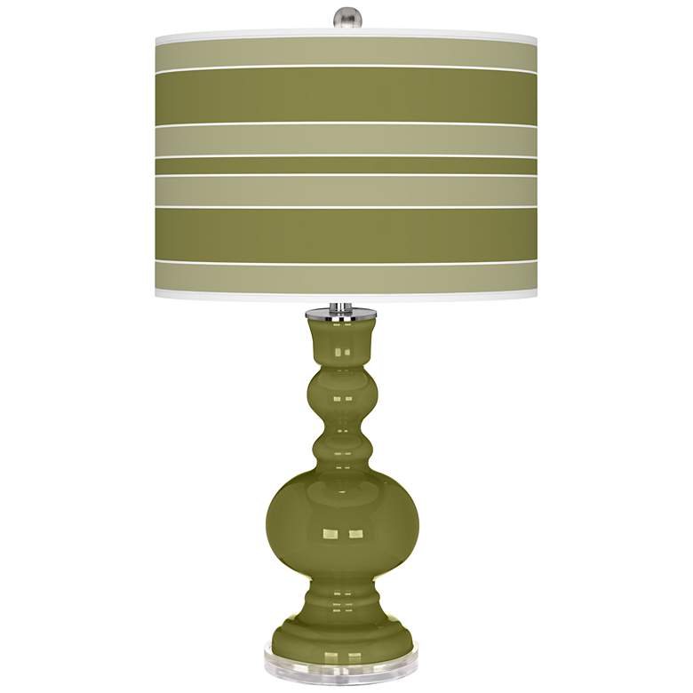 Image 1 Rural Green Bold Stripe Apothecary Table Lamp