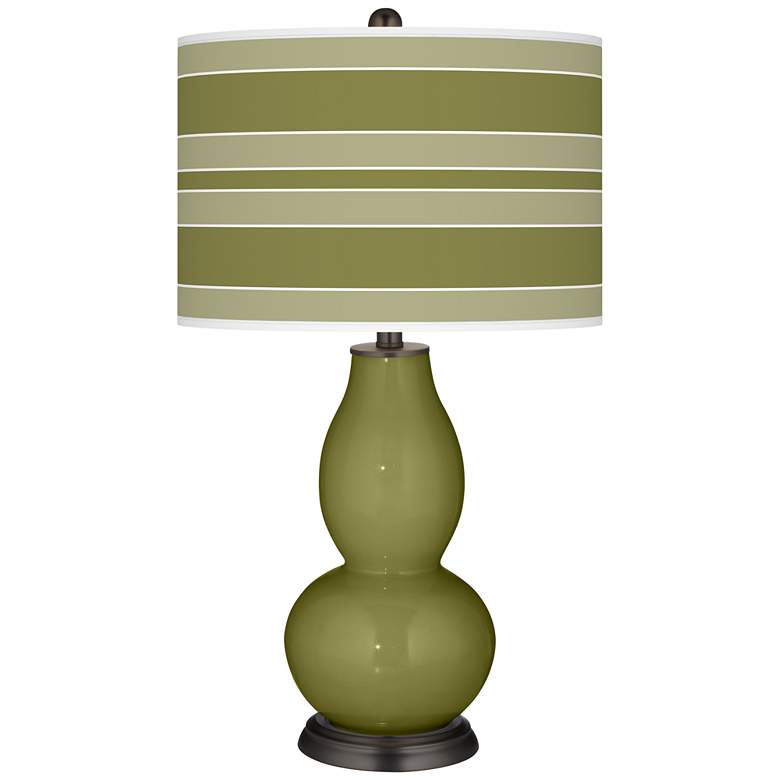 Image 1 Rural Green Bold Stripe Double Gourd Table Lamp