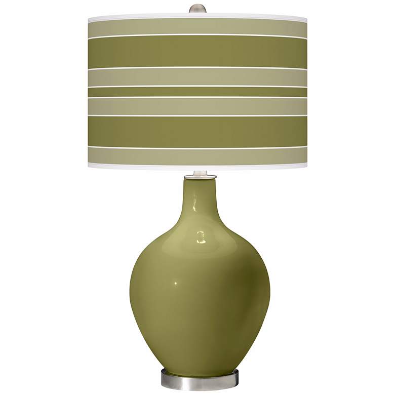 Image 1 Rural Green Bold Stripe Ovo Table Lamp