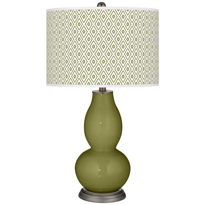 Image 1 Rural Green Diamonds Double Gourd Table Lamp