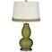 Rural Green Double Gourd Table Lamp with Scallop Lace Trim
