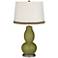 Rural Green Double Gourd Table Lamp with Wave Braid Trim