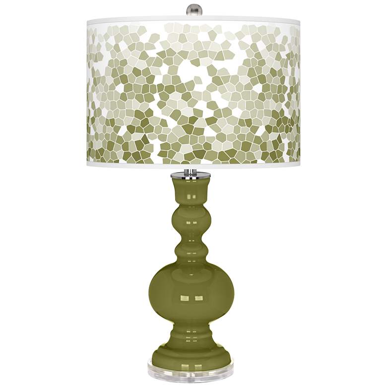 Image 1 Rural Green Mosaic Giclee Apothecary Table Lamp