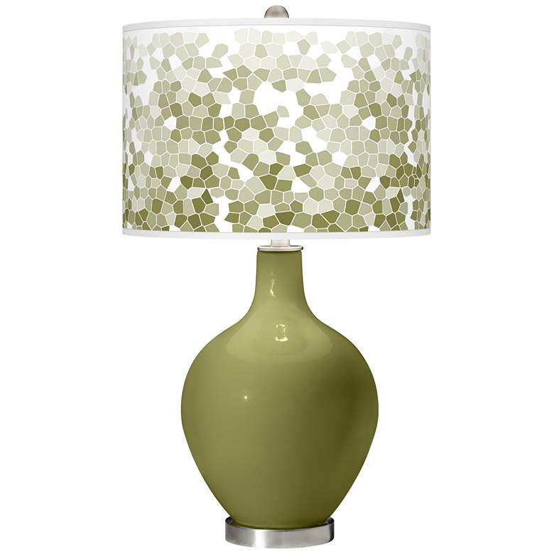 Image 1 Rural Green Mosaic Giclee Ovo Table Lamp