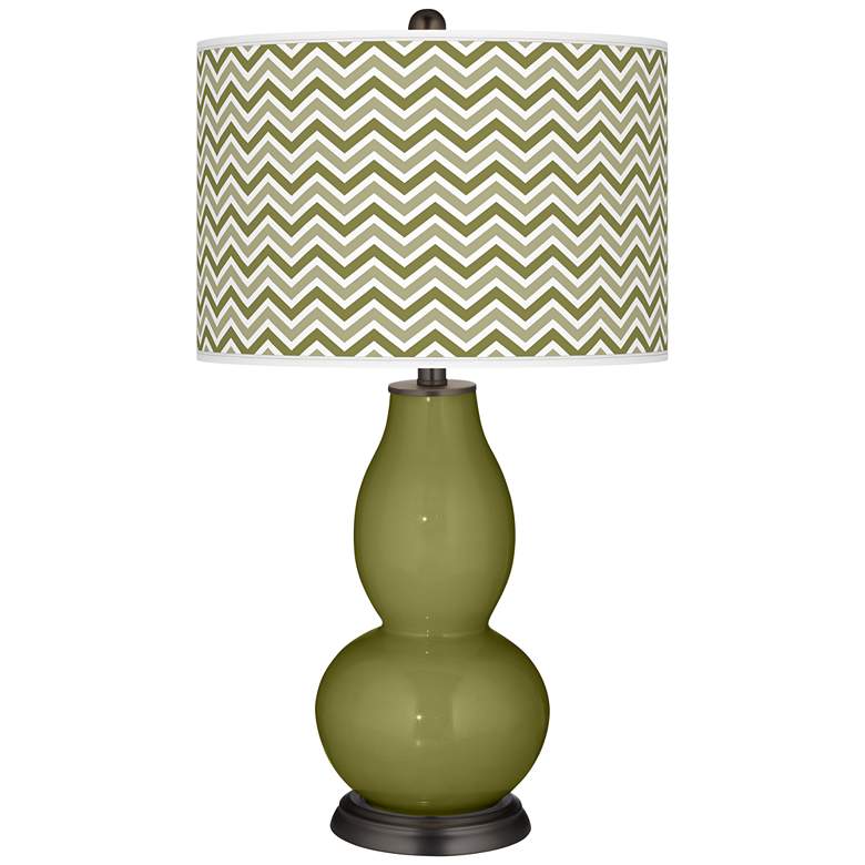 Image 1 Rural Green Narrow Zig Zag Double Gourd Table Lamp