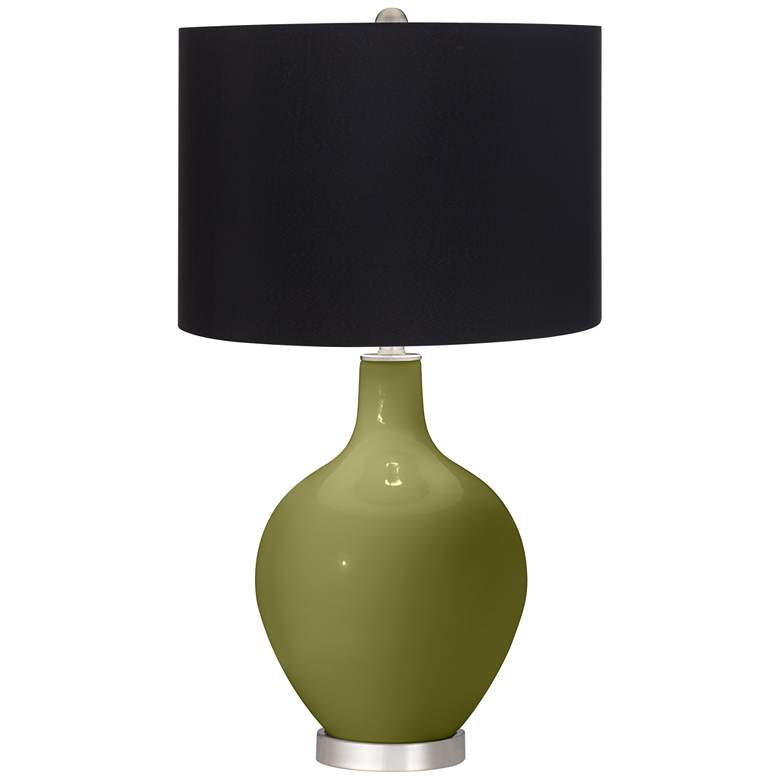 Image 1 Rural Green Ovo Table Lamp with Black Shade