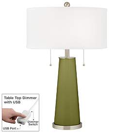 Image1 of Rural Green Peggy Glass Table Lamp With Dimmer