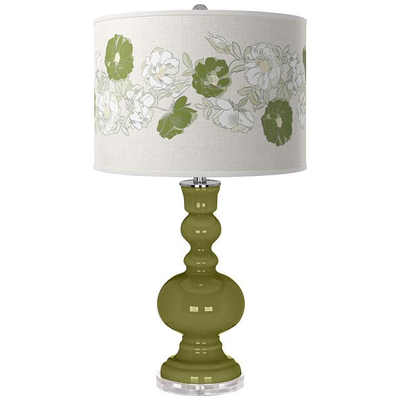 Image 1 Rural Green Rose Bouquet Apothecary Table Lamp