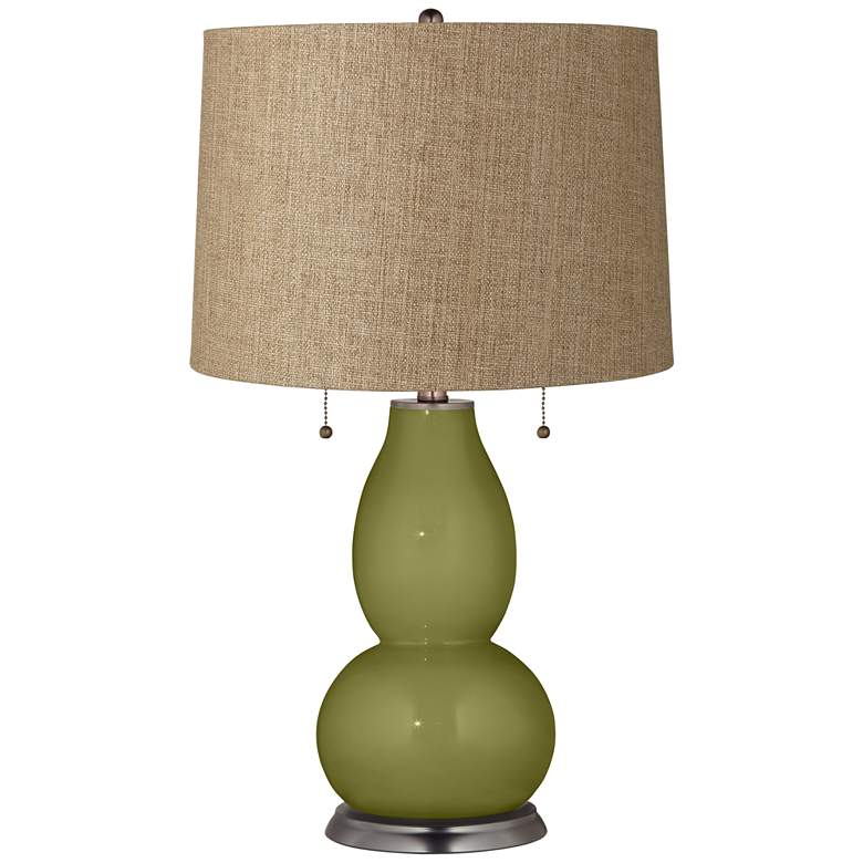 Image 1 Rural Green Tan Woven Fulton Table Lamp