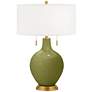Rural Green Toby Brass Accents Table Lamp with Dimmer