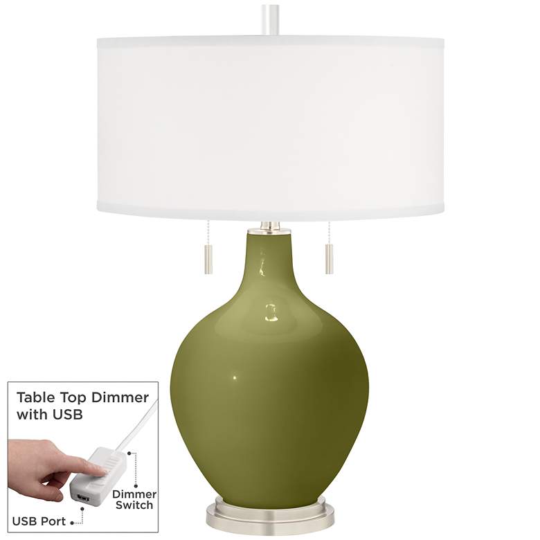 Image 1 Rural Green Toby Table Lamp with Dimmer