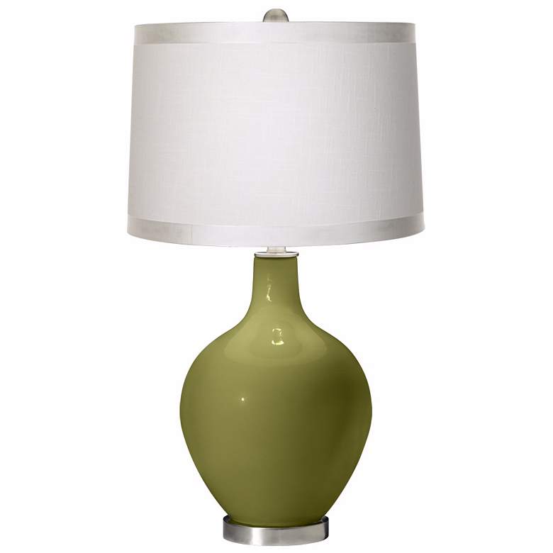 Image 1 Rural Green White Drum Shade Ovo Table Lamp