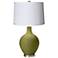 Rural Green White Pleated Shade Ovo Table Lamp