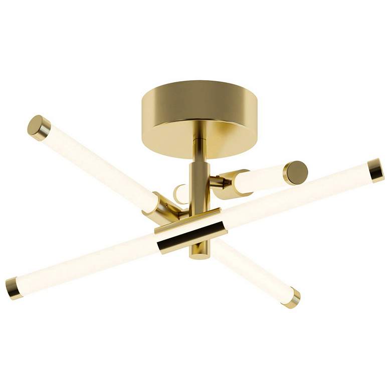 Image 1 Rusnak 15.5" Wide Satin Brass LED Semi-Flush Mount