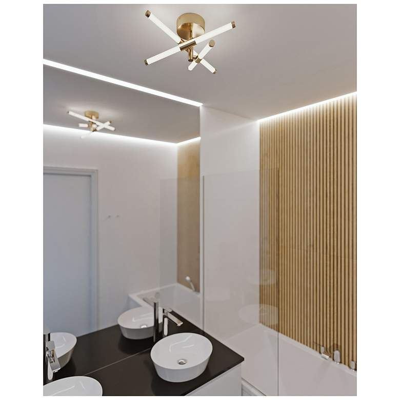 Image 2 Rusnak 15.5" Wide Satin Brass LED Semi-Flush Mount more views