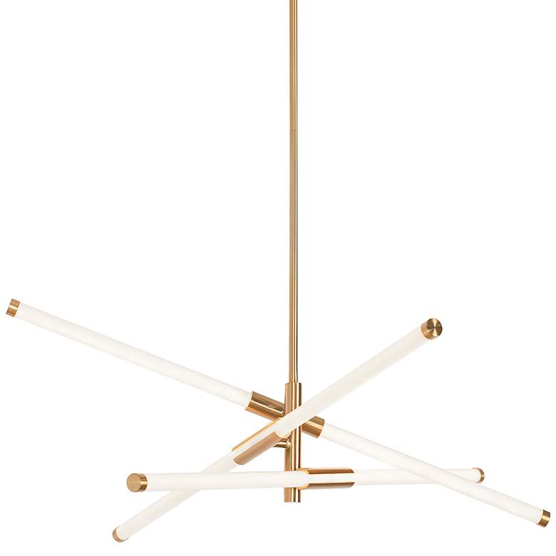 Image 3 Rusnak 30" Wide Satin Brass LED Tubular Pendant Light
