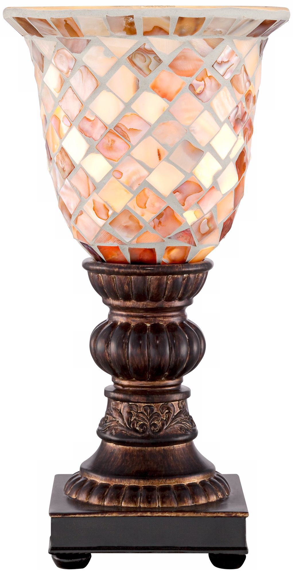 Image 4 Russel 12" High Mosaic Ivory Glass Uplight Accent Lamp more views