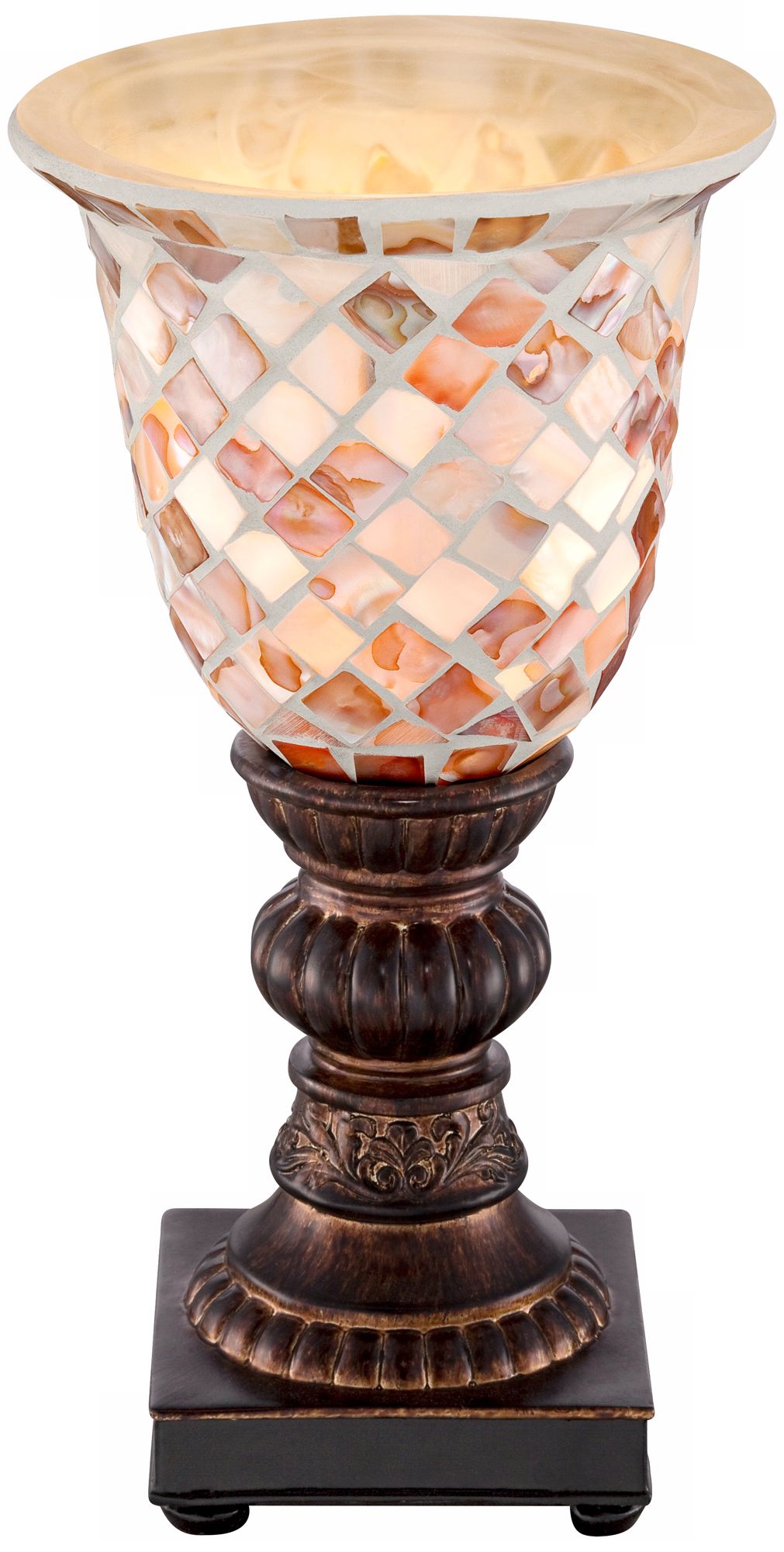 Image 5 Russel 12" High Mosaic Ivory Glass Uplight Accent Lamp more views