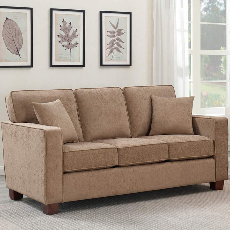 Image 1 Russell 70 3/4" Wide Earth 3-Seater Sofa with 2 Pillows