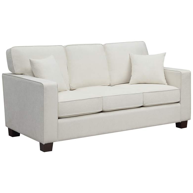 Image 1 Russell 70 3/4" Wide Ivory 3-Seater Sofa with 2 Pillows
