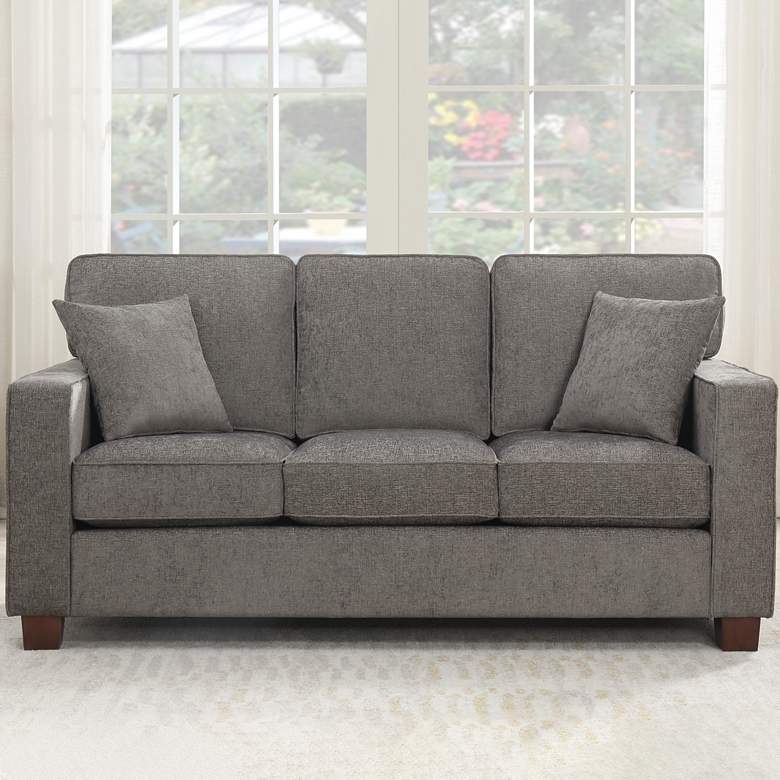Image 1 Russell 70 3/4" Wide Taupe 3-Seater Sofa with 2 Pillows