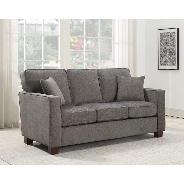 Image 7 Russell 70 3/4 inch Wide Taupe 3-Seater Sofa with 2 Pillows more views