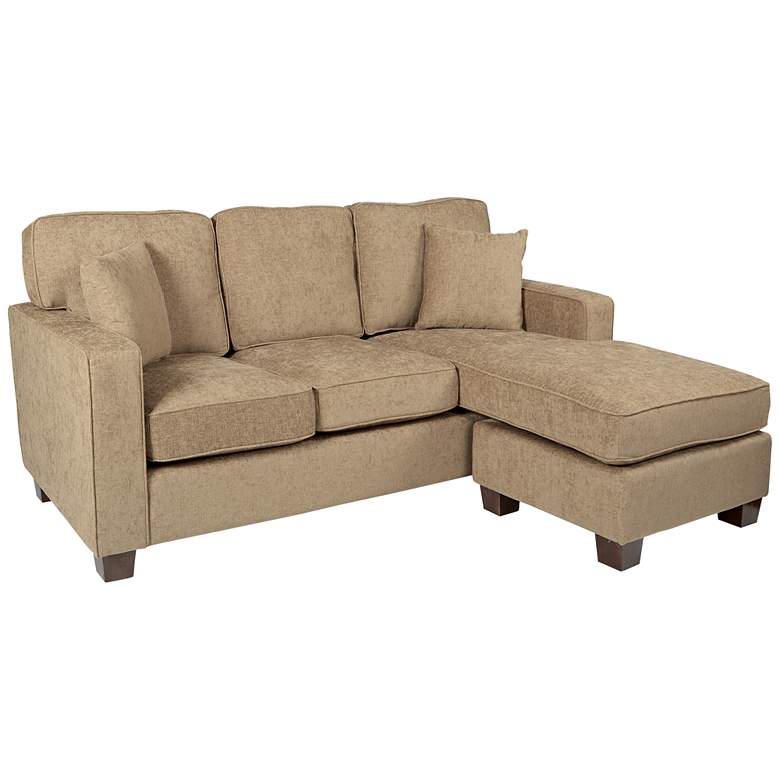 Image 2 Russell Earth Fabric L-Shaped Sectional Sofa with 2 Pillows