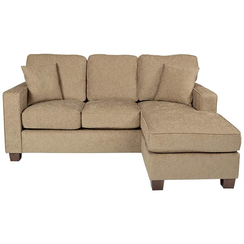 Image 3 Russell Earth Fabric L-Shaped Sectional Sofa with 2 Pillows more views