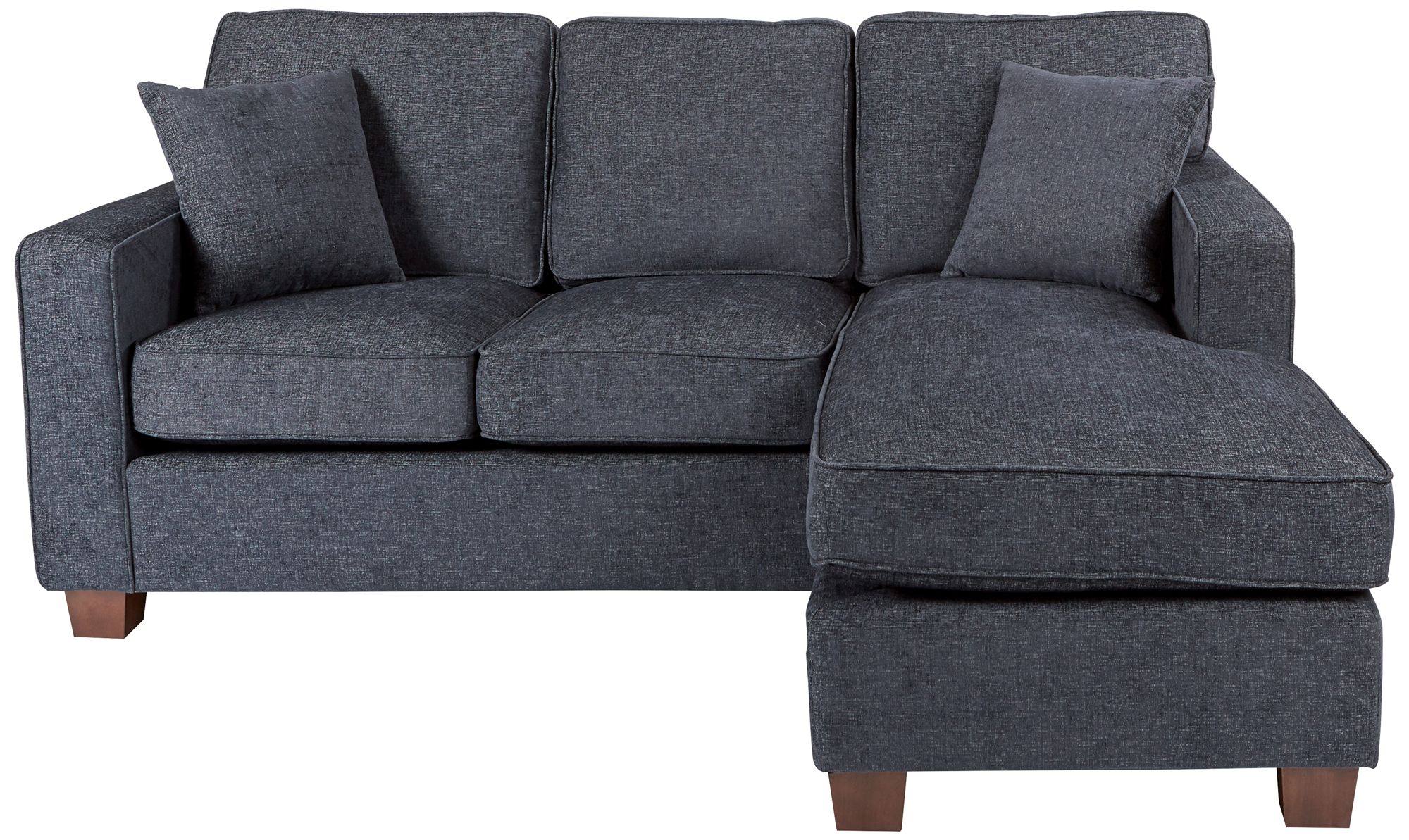 Russell Navy Fabric LShaped Sectional Sofa with 2 Pillows 96F73