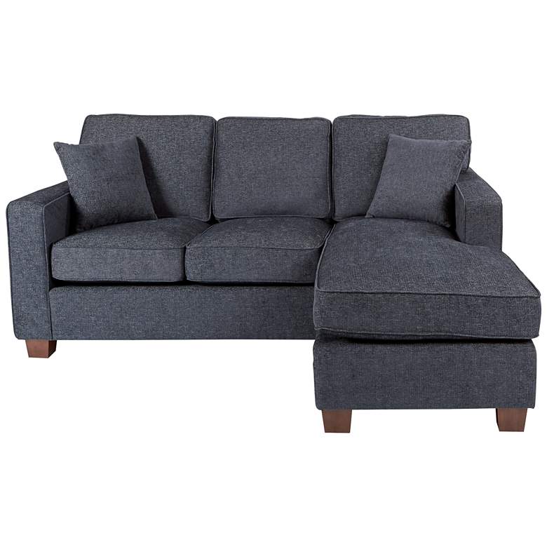 Image 3 Russell Navy Fabric L-Shaped Sectional Sofa with 2 Pillows more views