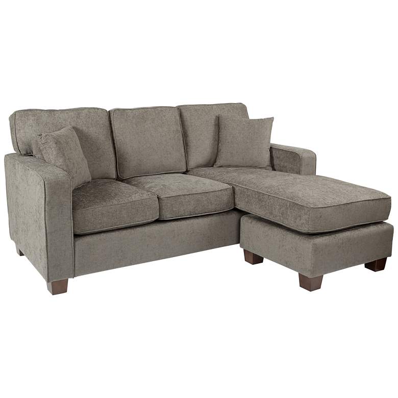Image 2 Russell Taupe Fabric L-Shaped Sectional Sofa with 2 Pillows