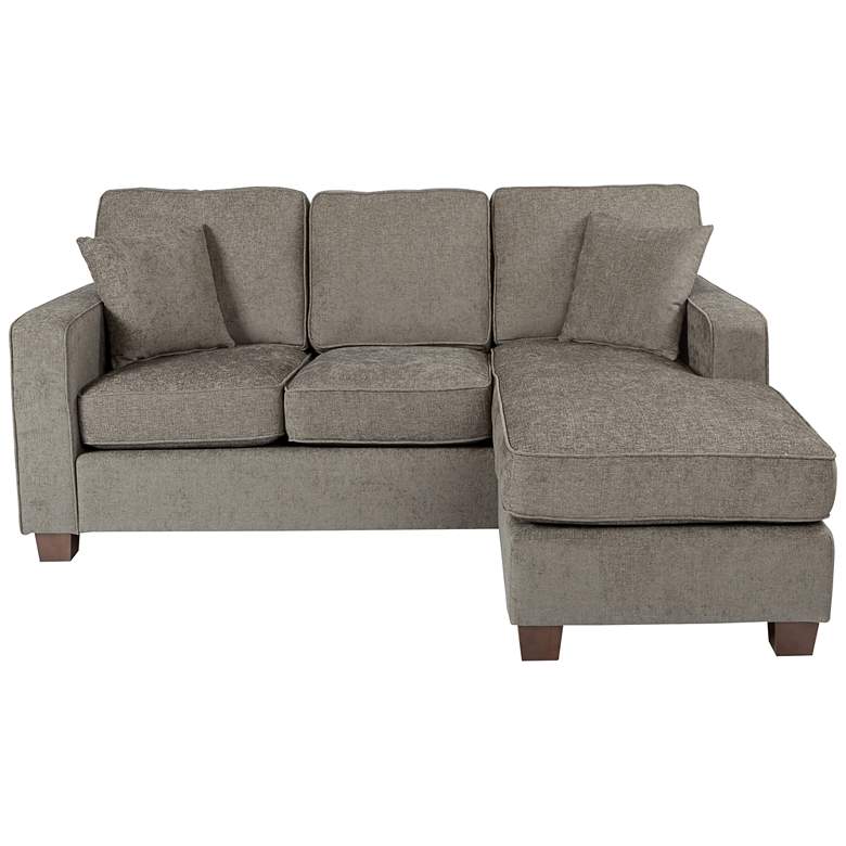 Image 3 Russell Taupe Fabric L-Shaped Sectional Sofa with 2 Pillows more views