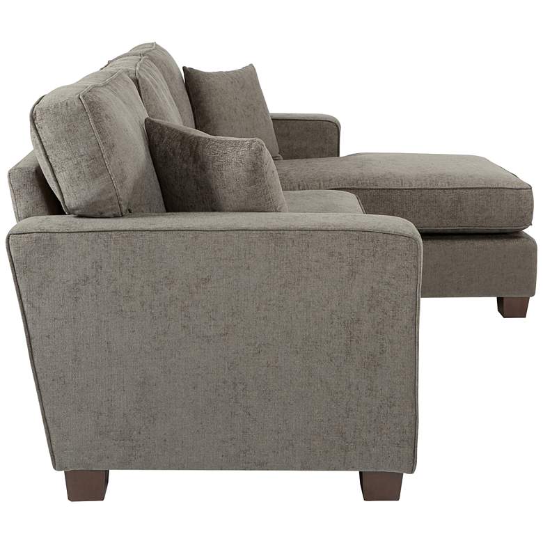 Image 5 Russell Taupe Fabric L-Shaped Sectional Sofa with 2 Pillows more views