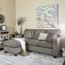 Russell Taupe Fabric L-Shaped Sectional Sofa with 2 Pillows