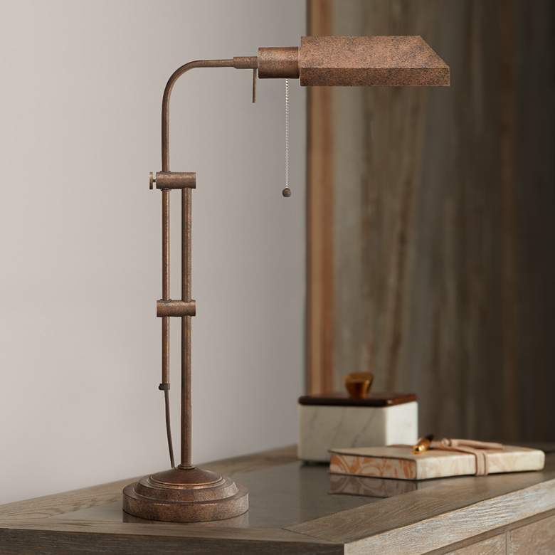 Image 1 Rust Adjustable Pole Pharmacy Metal Desk-Table Lamp